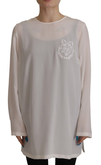 Dolce & Gabbana - Elegant Silk Top with Logo Embroidery