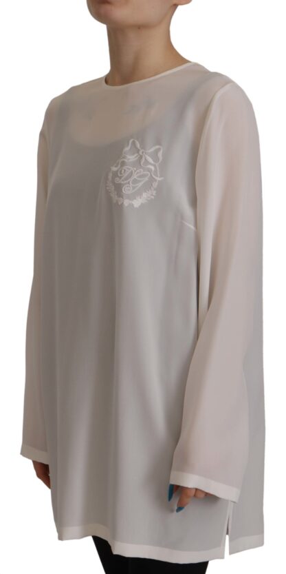 Dolce & Gabbana - Elegant Silk Top with Logo Embroidery