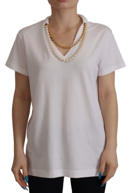 Dolce & Gabbana - Stunning V-Neckline Logo Embellished Tee