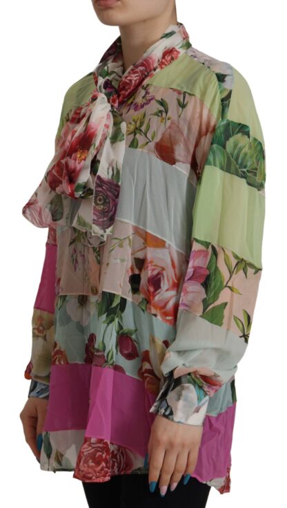 Dolce & Gabbana - Elegant Floral Patchwork Silk Blouse