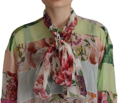 Dolce & Gabbana - Elegant Floral Patchwork Silk Blouse