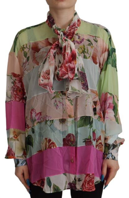 Dolce & Gabbana - Elegant Floral Patchwork Silk Blouse