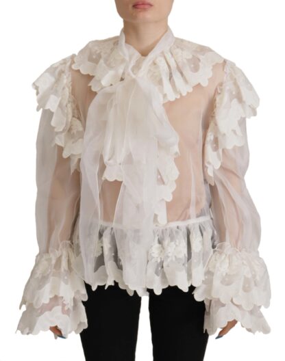 Dolce & Gabbana - Elegant White Lace Silk-Cotton Top