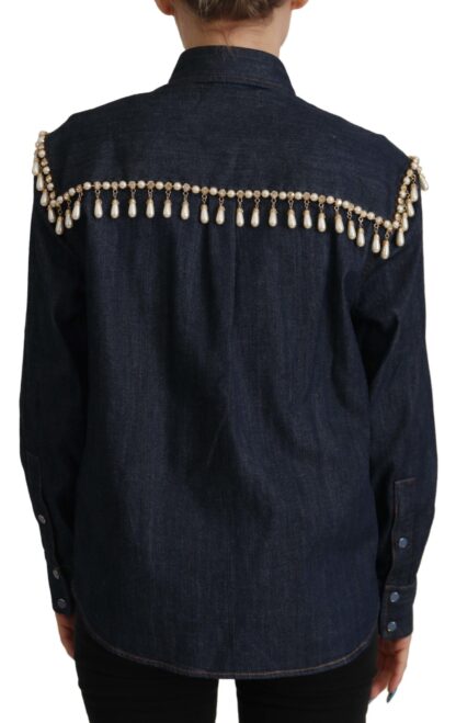 Dolce & Gabbana - Chic Pearl Embellished Denim Shirt