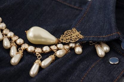 Dolce & Gabbana - Chic Pearl Embellished Denim Shirt