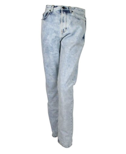 Saint Laurent - Women's Blue Cotton Snow Wash Denim Jeans