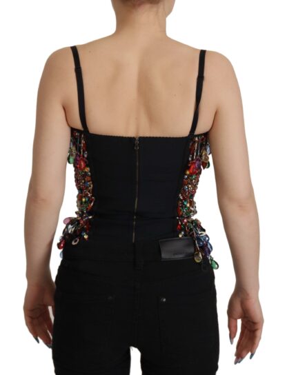 Dolce & Gabbana - Multicolor Sleeveless Bustier Jeweled Spring Top