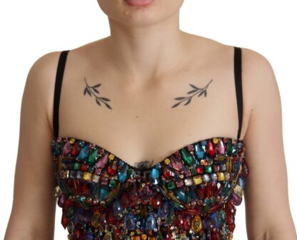 Dolce & Gabbana - Multicolor Sleeveless Bustier Jeweled Spring Top