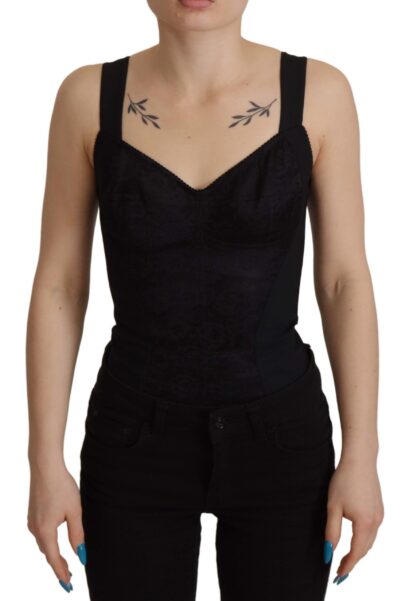 Dolce & Gabbana - Elegant Black Lace Bodysuit with Zip Closure