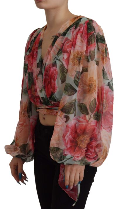 Dolce & Gabbana - Multicolor Floral Silk Wrap Blouse Top