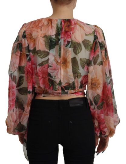 Dolce & Gabbana - Multicolor Floral Silk Wrap Blouse Top