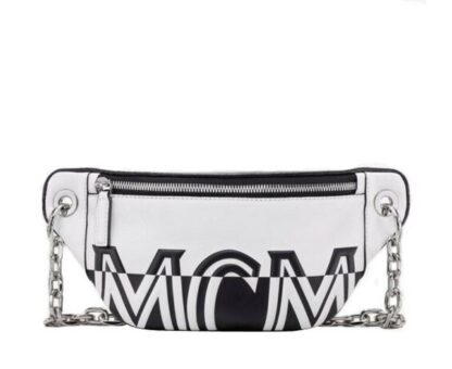 MCM - Black White Contrast Leather Mini Crossbody Chain Bag