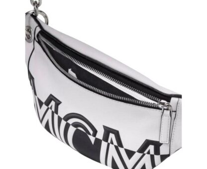 MCM - Black White Contrast Leather Mini Crossbody Chain Bag