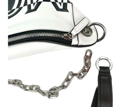 MCM - Black White Contrast Leather Mini Crossbody Chain Bag