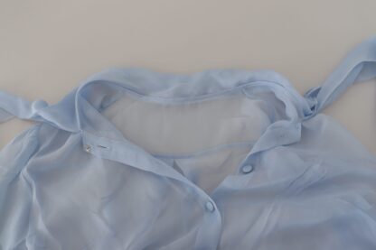 Dolce & Gabbana - Elegant Silk Ascot Collar Blouse in Light Blue