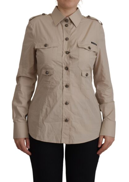 Dolce & Gabbana - Elegant Beige Cotton Long Sleeve Shirt