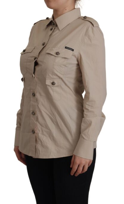 Dolce & Gabbana - Elegant Beige Cotton Long Sleeve Shirt