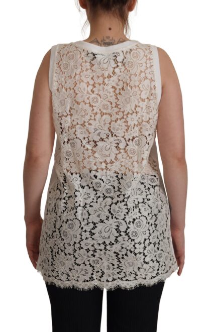 Dolce & Gabbana - Elegant White Embellished Sleeveless Tee