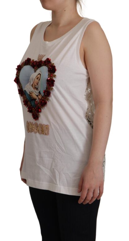 Dolce & Gabbana - Elegant White Embellished Sleeveless Tee