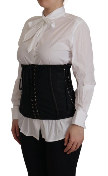 Dolce & Gabbana - Elegant Black Corset Waist Strap Top