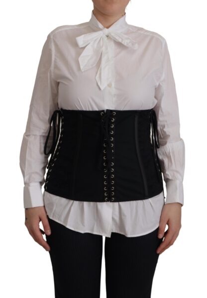 Dolce & Gabbana - Elegant Black Corset Waist Strap Top