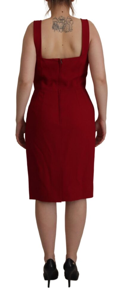 Dolce & Gabbana - Elegant Red Square Neck Midi Dress