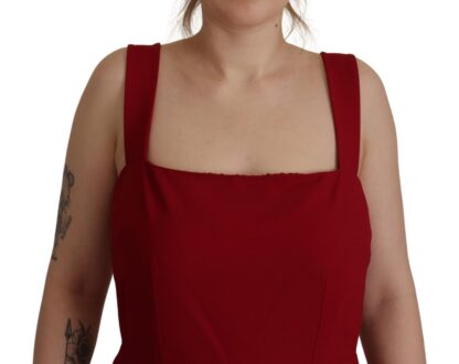 Dolce & Gabbana - Elegant Red Square Neck Midi Dress