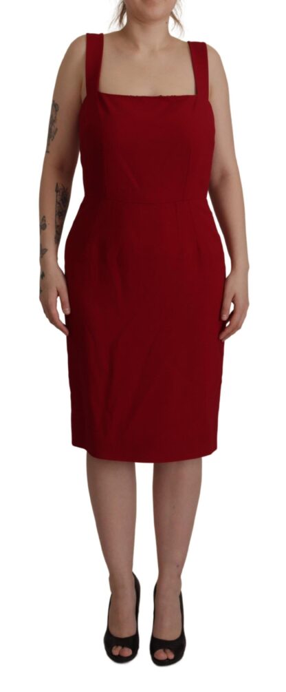 Dolce & Gabbana - Elegant Red Square Neck Midi Dress