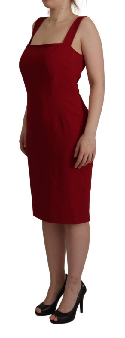 Dolce & Gabbana - Elegant Red Square Neck Midi Dress