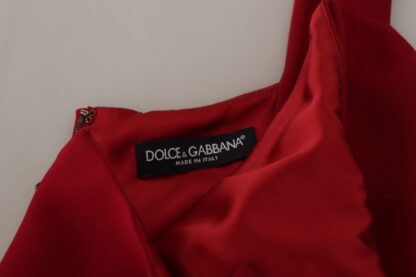 Dolce & Gabbana - Elegant Red Square Neck Midi Dress