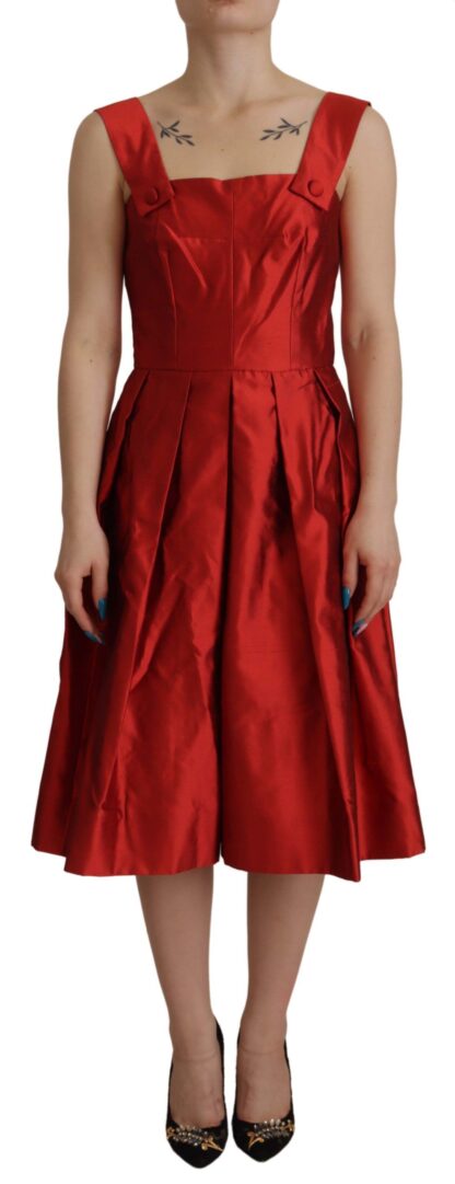 Dolce & Gabbana - Radiant Red Silk A-Line Midi Dress