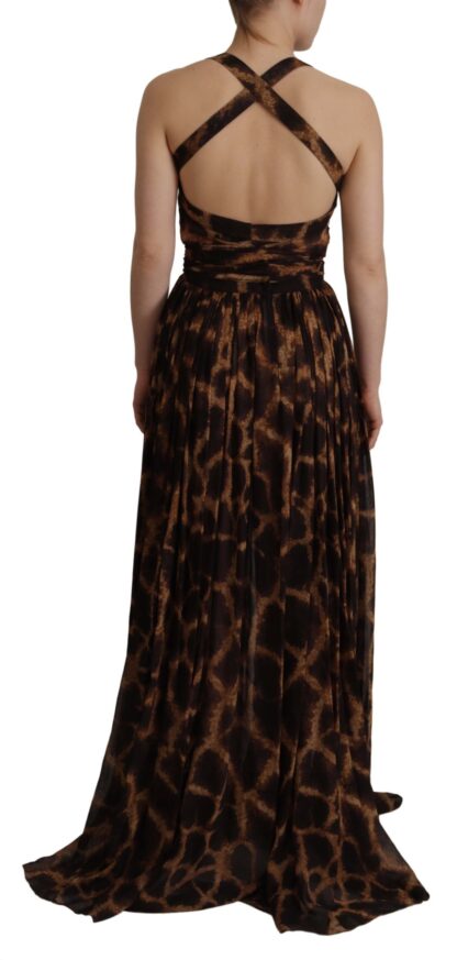 Dolce & Gabbana - Elegant Leopard Print Silk Gown Dress