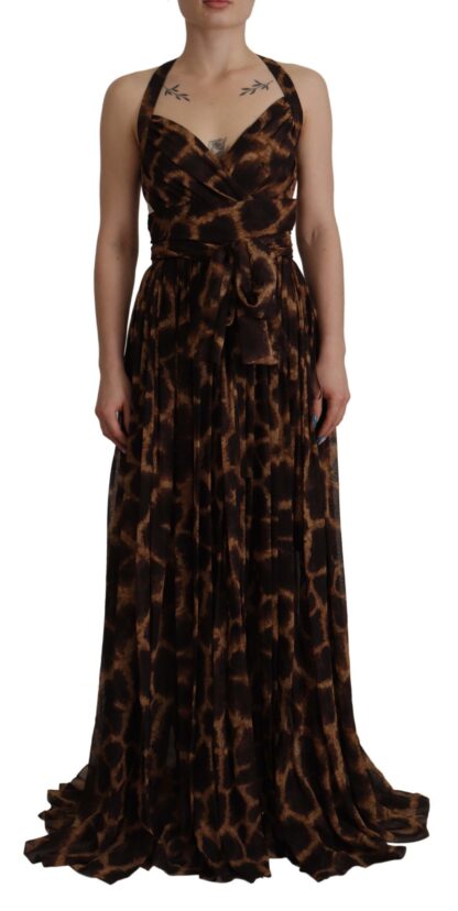 Dolce & Gabbana - Elegant Leopard Print Silk Gown Dress