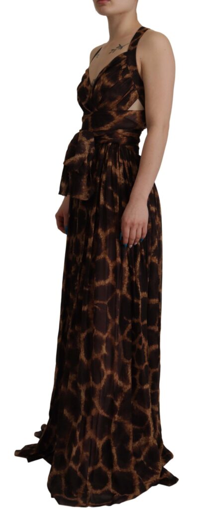 Dolce & Gabbana - Elegant Leopard Print Silk Gown Dress