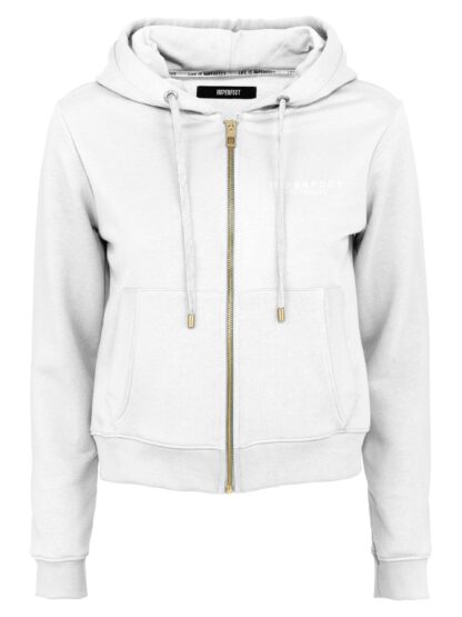 Imperfect - Elegant White Zip-Hoodie Sweatshirt