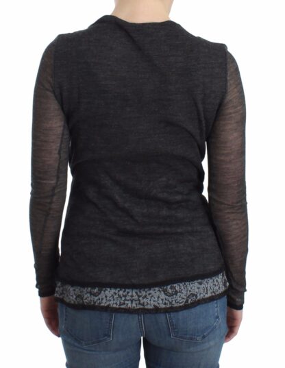 Ermanno Scervino - Chic Gray Deep V-Neck Wool Blend Sweater