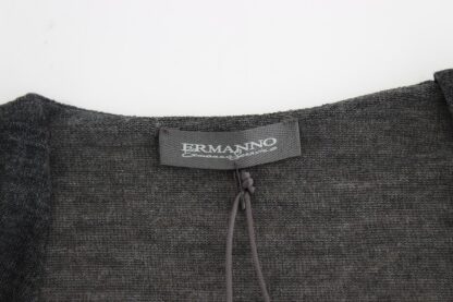 Ermanno Scervino - Chic Gray Deep V-Neck Wool Blend Sweater