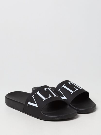 Valentino - Black Rubber Garavani Slides Sandals