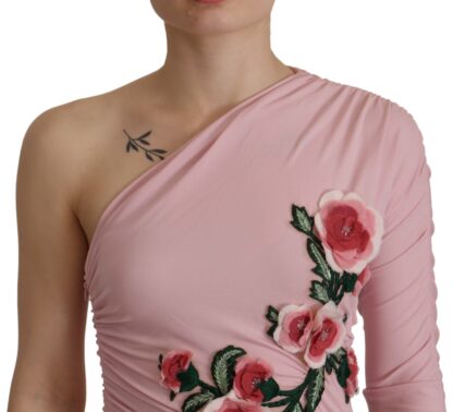 Dolce & Gabbana - Elegant Pink One Shoulder Bodycon Dress