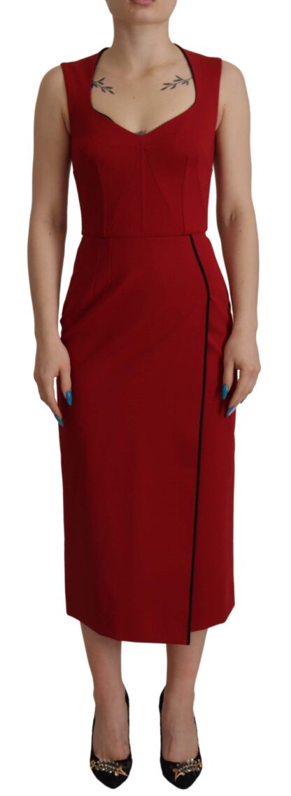 Dolce & Gabbana - Elegant Red Bodycon Midi Dress