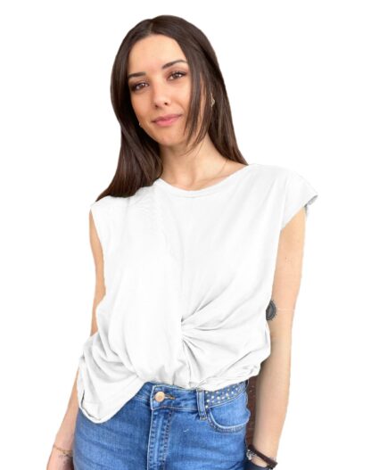 Imperfect - Elegant Sleeveless Knot-Front Top