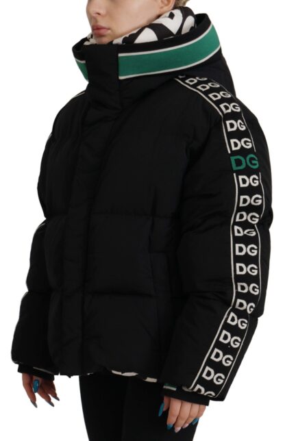 Dolce & Gabbana - Elegant Black Puffer Jacket with Knit Logo Details