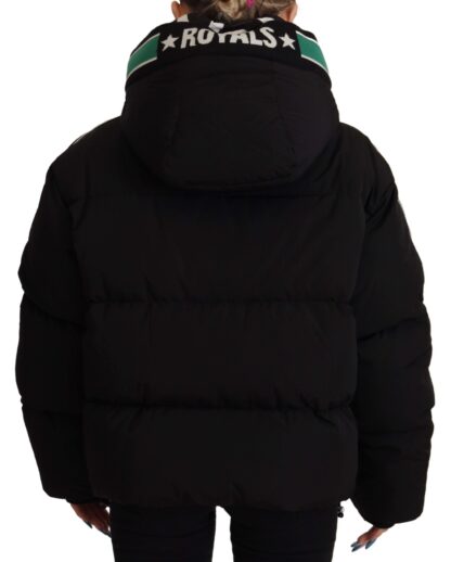 Dolce & Gabbana - Elegant Black Puffer Jacket with Knit Logo Details