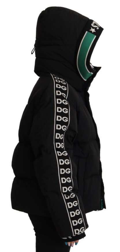 Dolce & Gabbana - Elegant Black Puffer Jacket with Knit Logo Details