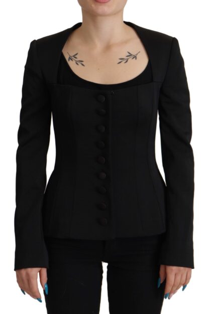 Dolce & Gabbana - Sleek Black Snap Jacket with Silk Lining