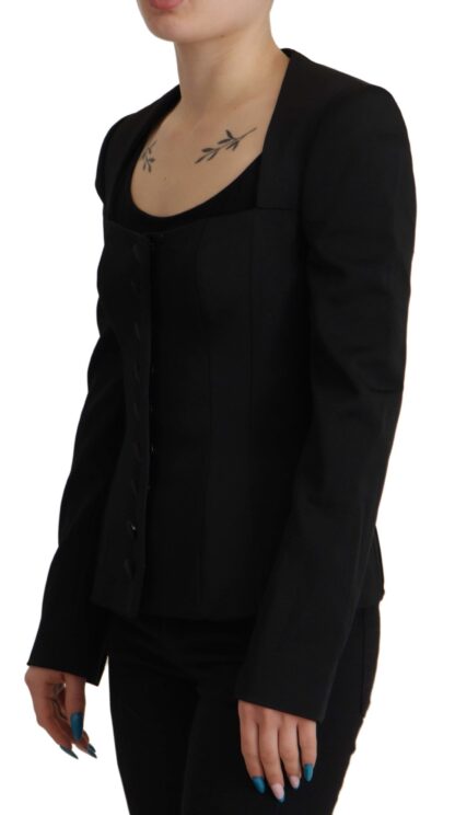 Dolce & Gabbana - Sleek Black Snap Jacket with Silk Lining