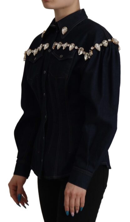 Dolce & Gabbana - Elegant Crystal-Embellished Denim Jacket