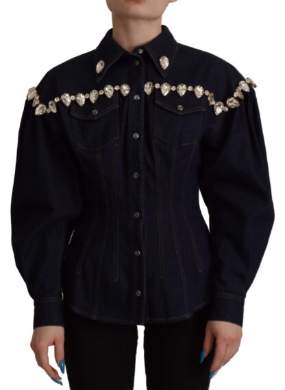 Dolce & Gabbana - Elegant Crystal-Embellished Denim Jacket