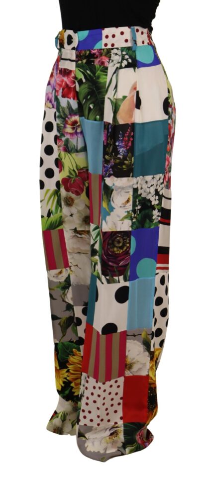 Dolce & Gabbana - Exquisite Multicolor High Waist Silk Pants