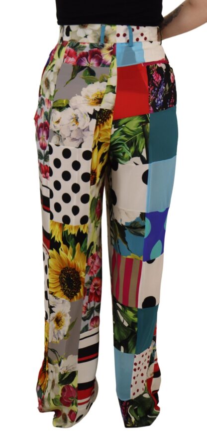 Dolce & Gabbana - Exquisite Multicolor High Waist Silk Pants